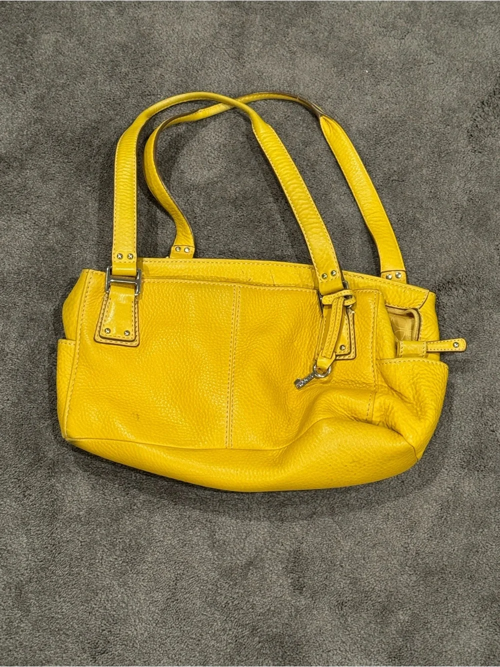 Midsize Mustard Yellow Fossil Purse Pebbled Bag